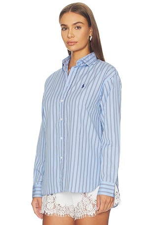 Polo Ralph Lauren Cotton Long Sleeve Blouse in Blue