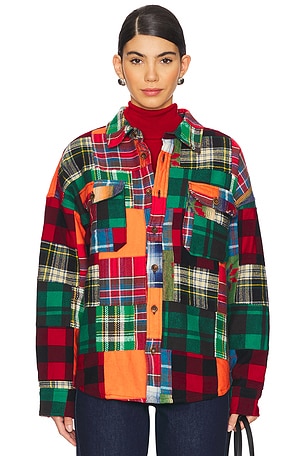 Polo Ralph Lauren Patchwork Long Sleeve Button Down in Red