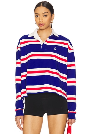 Striped Cropped Jersey Rugby Shirt Polo Ralph Lauren