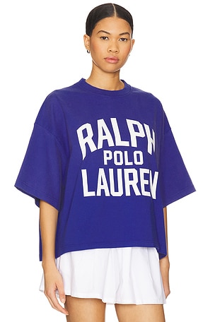 Polo Ralph Lauren Jersey Knit Crew Neck Top in Blue