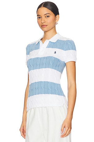 Polo Ralph Lauren Short Sleeve Polo Tee in Blue,Ivory