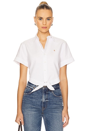 Cotton Oxford Tie-front Cropped Shirt Polo Ralph Lauren