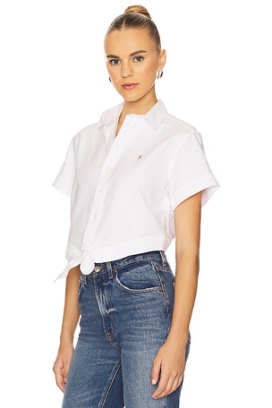 Polo Ralph Lauren Cotton Oxford Tie-front Cropped Shirt in White