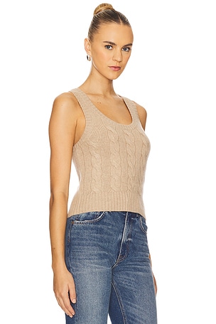 Polo Ralph Lauren Cable Wool Cashmere Sleeveless Sweater in Tan