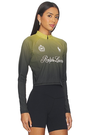 Polo Ralph Lauren Graphic Cropped Quarter Zip Sweatshirt in Green