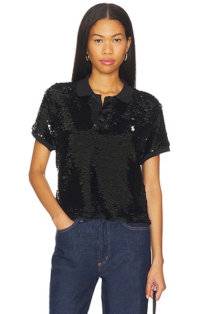 Sequined Mesh Crop Polo Shirt Polo Ralph Lauren
