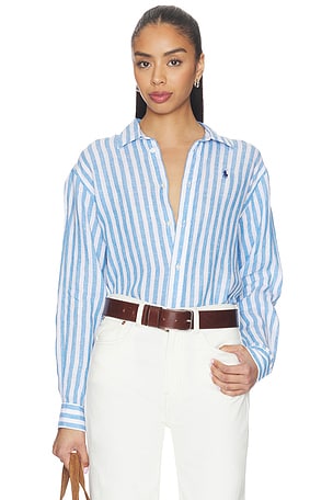 Linen Long Sleeve Button Front Shirt Polo Ralph Lauren