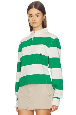 Polo Ralph Lauren Vintage Long Sleeve Polo Top in Green