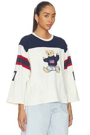 Polo Ralph Lauren Jersey Long Sleeve T-shirt in White,Navy. Size M. Also