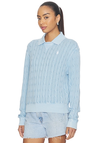 Polo Ralph Lauren Cotton Long Sleeve Polo in Blue