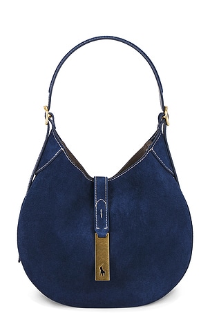 Polo Ralph Lauren Suede Small Shoulder Bag in Navy