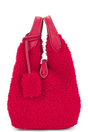 Shearling & Pebble Leather Crossbody Tote Small Polo Ralph Lauren