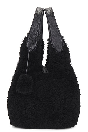 Shearling & Pebble Leather Tote Medium Polo Ralph Lauren