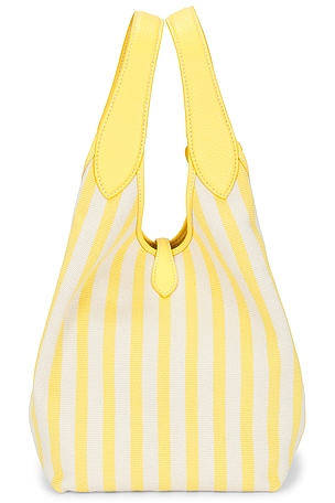Polo Ralph Lauren Stripe Polo Canvas Medium Tote in Yellow,White