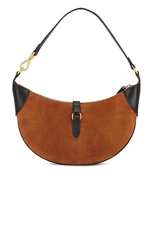 Polo Ralph Lauren Small Suede Leather Shoulder Bag in Brown