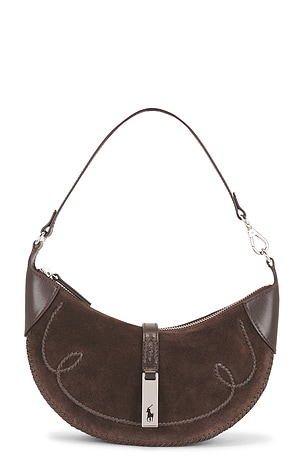 Suede Leather Shoulder Bag Chocolate & Tobacco Polo Ralph Lauren