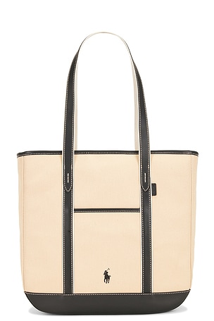Canvas Leather Tote Medium Bag Polo Ralph Lauren