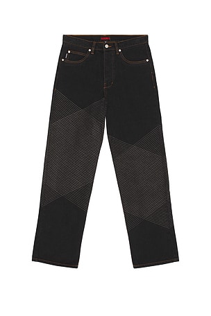Grid Embroidered Baggy Jeans Pleasures
