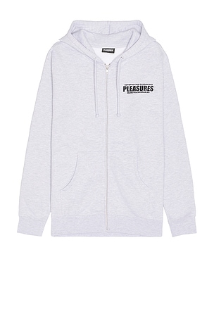 Pleasures Staff Zip Hoodie in Light Grey