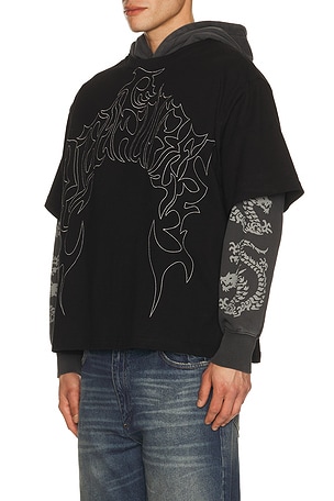 Pleasures Dragon Layered Hoodie in Black