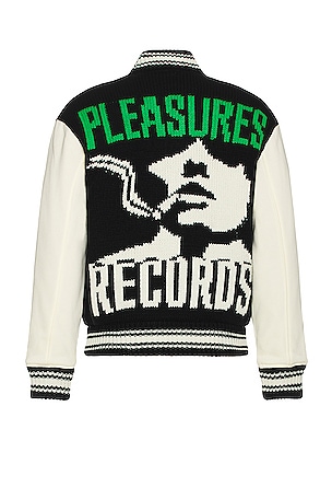Smoke Knitted Varsity Jacket Pleasures