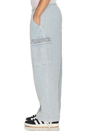 Pleasures Knitted Indigo Cargo Pants in Blue. Size XXL/2X. Also