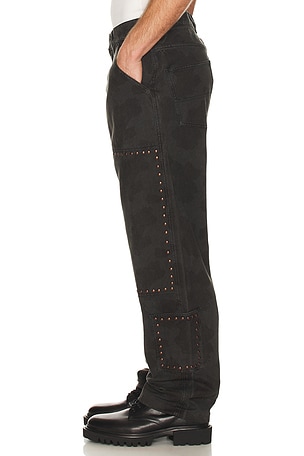 Pleasures Cowhide Double Knee Work Pant in Black