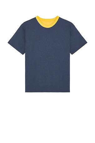 Pleasures Legal Reversible Heavyweight T-Shirt in Yellow,Blue