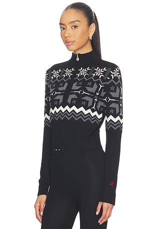 Perfect Moment Nordic Merino Wool Half-zip Sweater in Black,Dark Grey