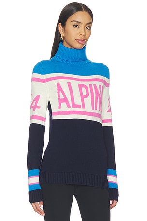 Perfect Moment Womens Alpine Sweater in Navy,Pink