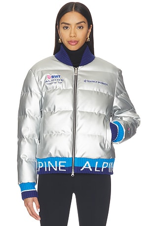 Perfect Moment Unisex Silverstone Bomber in Metallic Silver