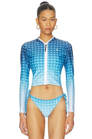 Perfect Moment Zip Through Rash Vest in Blue