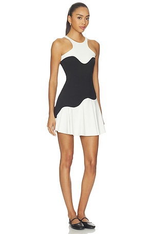 Port de Bras Wave Halter Dress in Black