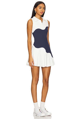 Port de Bras Wave Dress in Navy,White