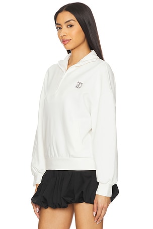Port de Bras Signature Half Zip Sweatshirt in White