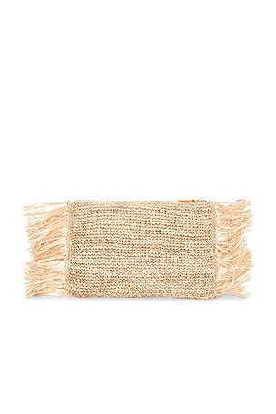 Poolside The Tropical Fringe Clutch in Beige