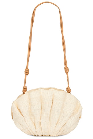 Poolside The Origami Beaded Scallop Clutch in Brown
