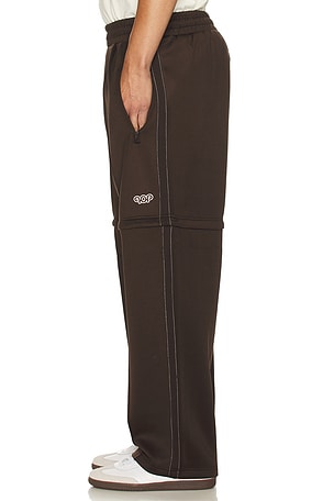 Pop Trading Company Pub Zip-Off Track Pants in Brown
