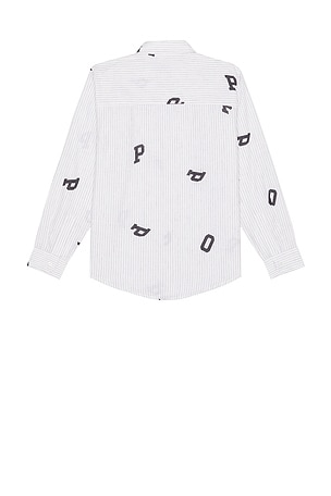 Pop Trading Company Letters Striped Pop Shirt in White