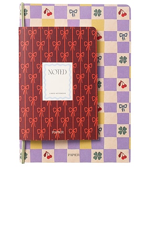 Checkerboard & Bows Softcover Notebook Set Of 2 Papier
