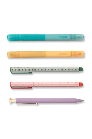 Papier Imagination Mixed Pen & Highlighter Set Of 5 in Blue