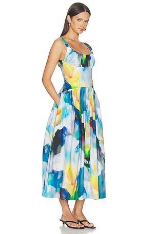 Prabal Gurung Ruched Waist Yoke Dress in Blue
