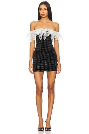 Off-shoulder Lace Trim Mini Dress Prabal Gurung