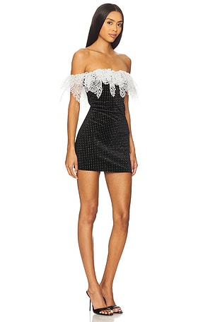 Prabal Gurung Off-shoulder Lace Trim Mini Dress in Black