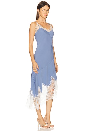 Prabal Gurung Bias Flare Hem Midi Dress in Blue. Size 8. Also