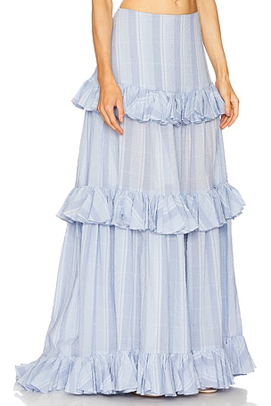 Prabal Gurung Maxi Ruffle Tiered Skirt in Baby Blue