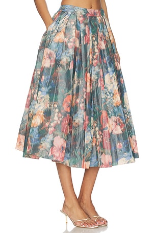 Prabal Gurung Pleated Skirt in Blue,Peach