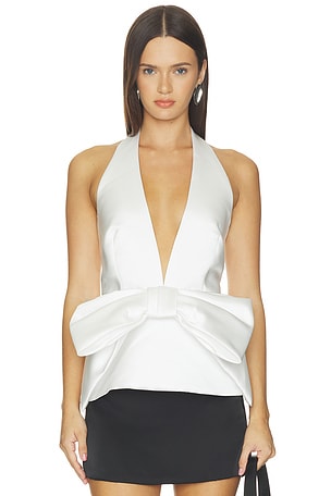 Deep V-neck Halter Satin Top Prabal Gurung