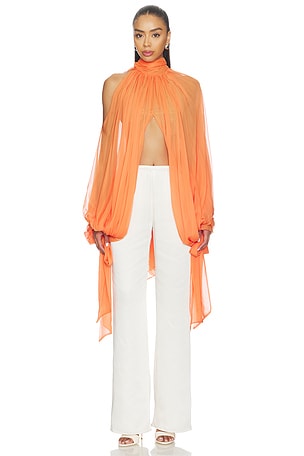 Tie-neck Cropped Cocoon Blouse Prabal Gurung