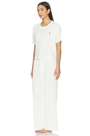 Polo Ralph Lauren Intimates Short Sleeve Top Straight Leg Pant Set in Ivory. Size XXS. Also